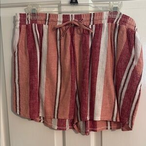 Striped Red and White Women's Shorts